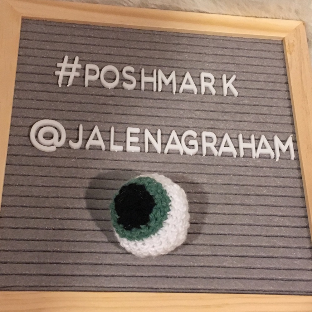 Crochet green eyeball non scary Halloween decor